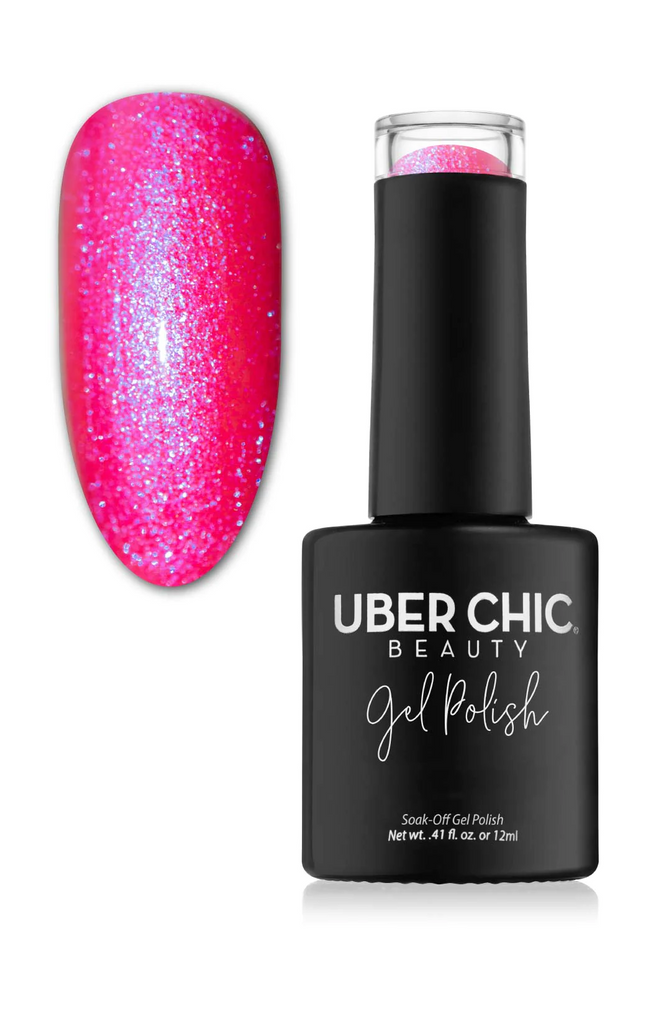 Electric Pink  - Glitter Gel Polish - Uber Chic 12ml
