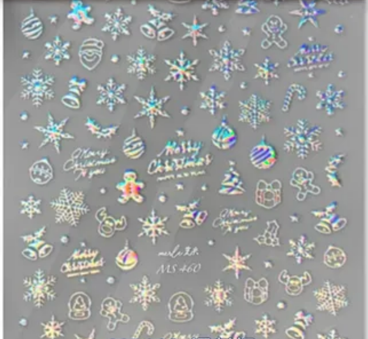 Winter Holidays and Snowflakes HOLO Silver 460 -  Thin Decals