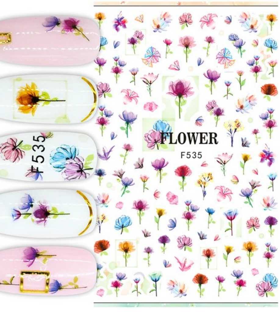 Watercolor Wildflowers Bright F535 -  Thin Decals
