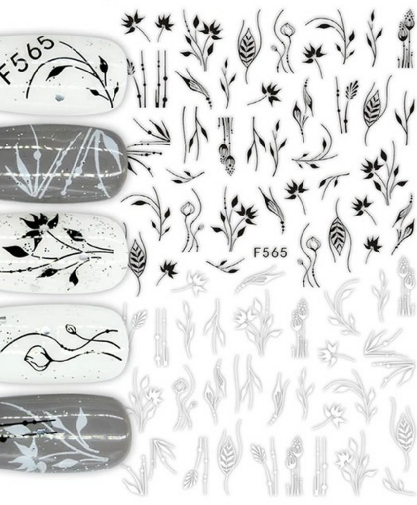 Floral Outlines F565 -  Thin Decals
