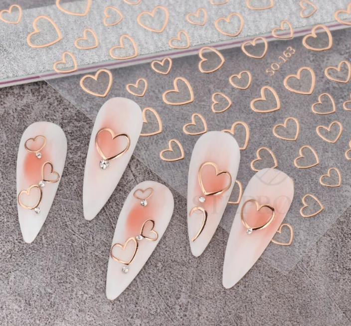 Heart Outlines ROSE GOLD  163 -  Thin Decals