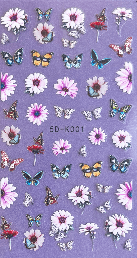 Textured Decals - Butterflies & Daisies  # 5d K 001