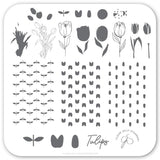 Tu Many Tulips (CjS-111) - CJS Small Stamping Plate