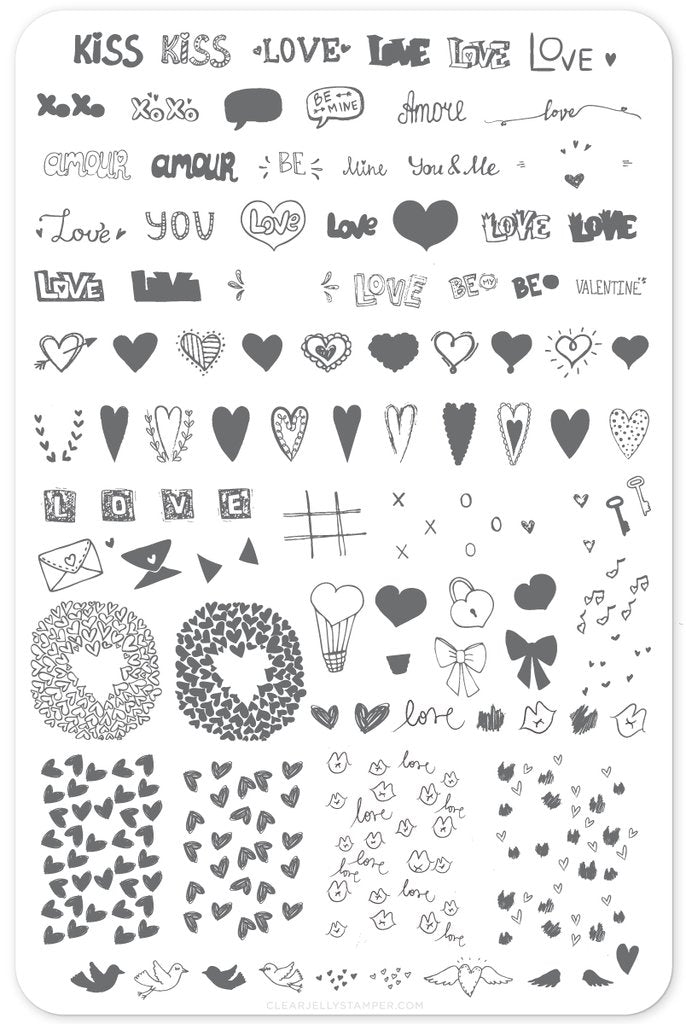 LoVe Notes (CjS V-12)  - Clear Jelly Stamping Plate