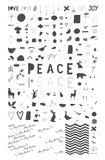 Love, Peace, Joy (CjS-C-66) Steel Nail Art Stamping Plate - Clear Jelly Stamper