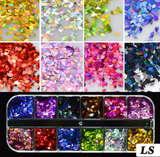 Glitter Kit Sets with 12 Different Glitters - Solid Holo Rhombus LS