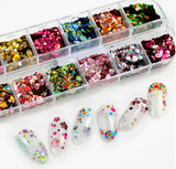 Glitter Kit Sets with 12 Different Dots Multi Sized -  Mixed Colors