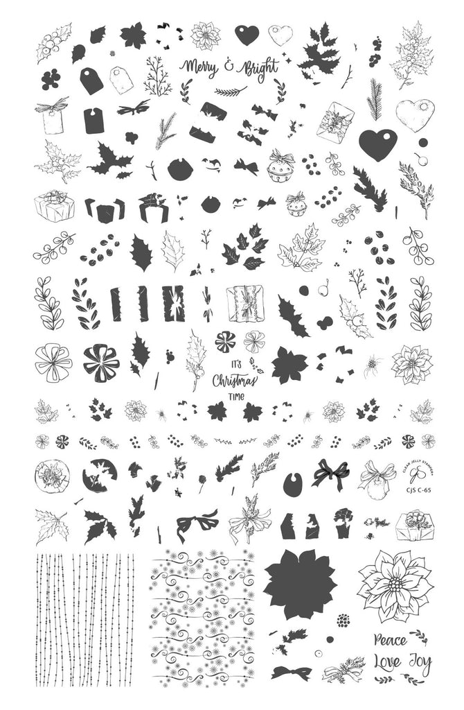 Christmas Gifts & Greens (CjSC-65) Steel Nail Art Stamping Plate - Clear Jelly Stamper