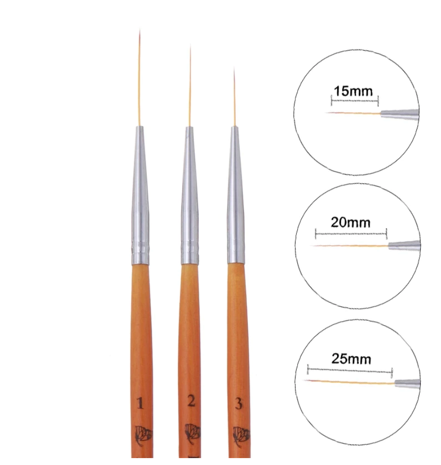 Set of 3 Long Hair Nail Art Liner Brushes – LuvNailz