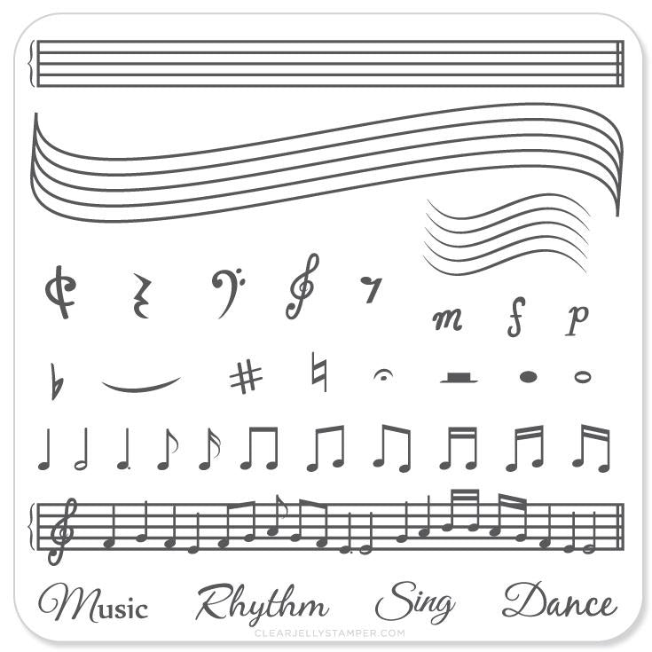 Music and Notes (CjS-11) - CJS Small Stamping Plate